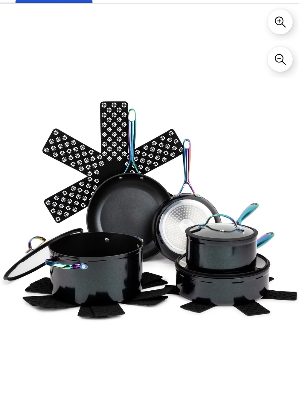 Iridescent Handle Black Cookware Set - Pots, Pans & Lids